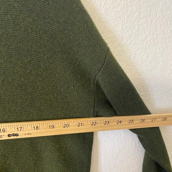 J Crew Green Crewneck Tie Asymmetric Hem Long Sweater Size Small Oversized - Picture 4 of 9